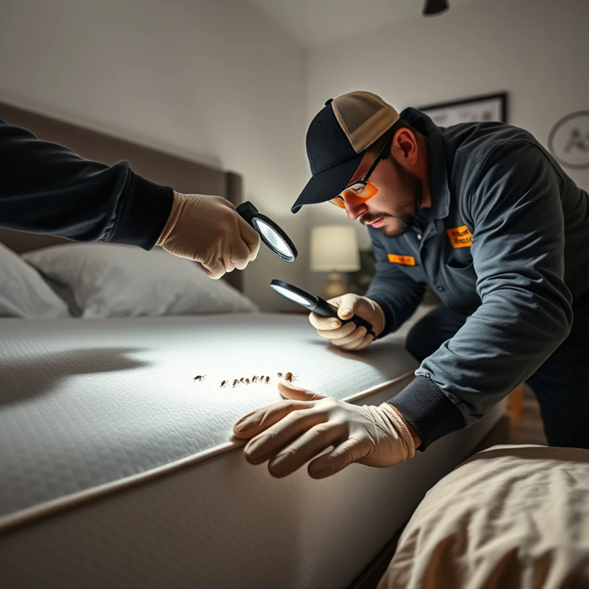 Bed bug inspection of mattress seams in a El Paso bedroom