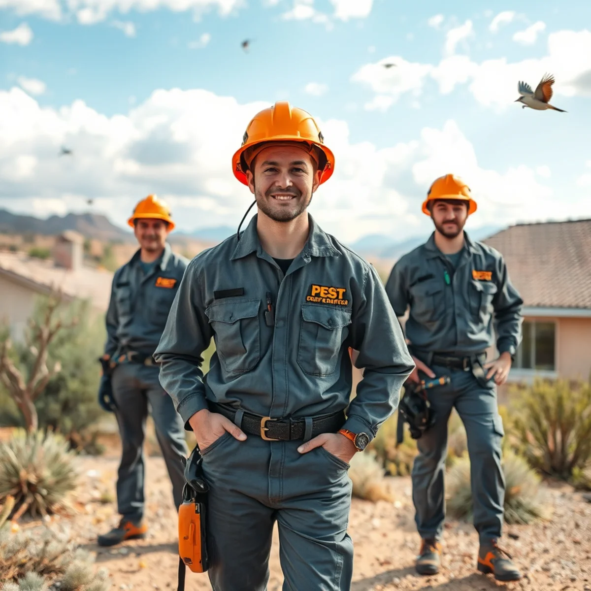 Seasonal desert landscape and common pest activity in El Paso