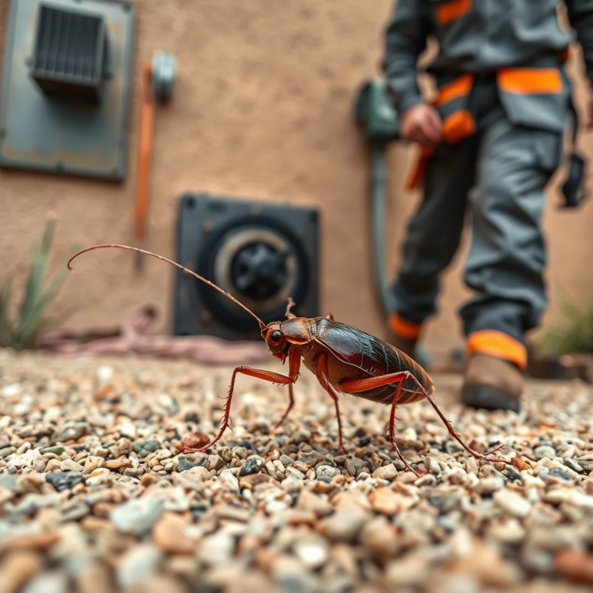 Cockroach activity near a wet exterior drain after rain in El Paso