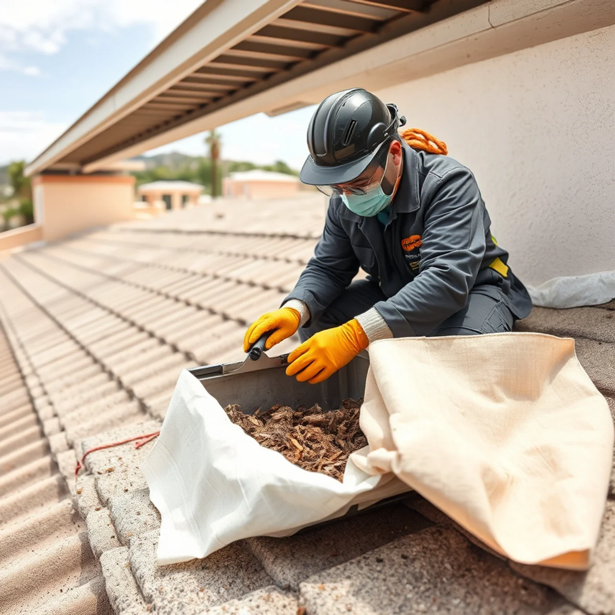 Pigeon Cleanup & Roof Disinfection service in progress at an El Paso, Texas property