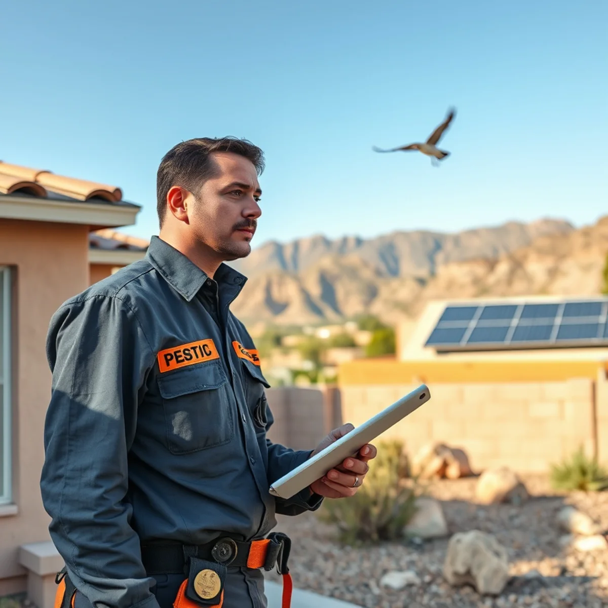 Pest control service at a desert home in El Paso, TX
