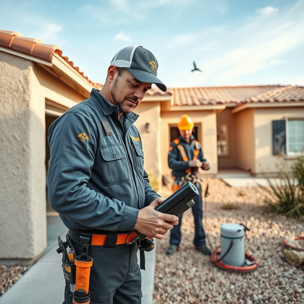 Pest control inspection at a desert property in Newman, Texas